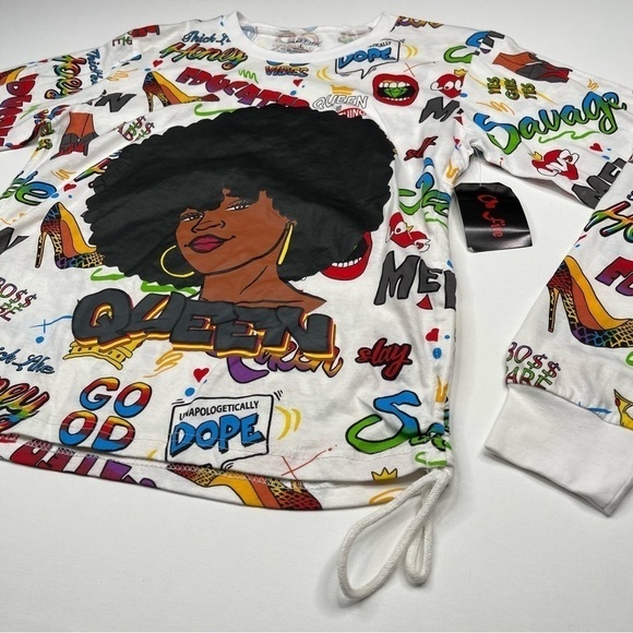 On Fire Tee Tshirt Queen Educated Empowerment Boss Bling Street Long Sleeve New - Picture 3 of 11